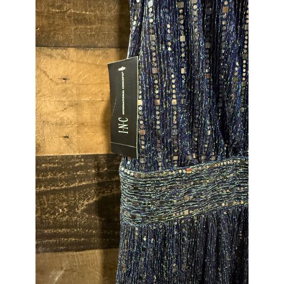 INC Sparkle Halter Maxi Dress – Blue – Size 14 Approx – New w/ Tags - Picture 3 of 10